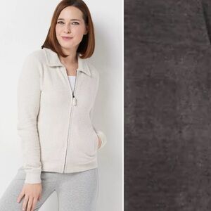 Barefoot Dreams CozyChicLite Zip Up Jacket, Carbon, size L NWT
